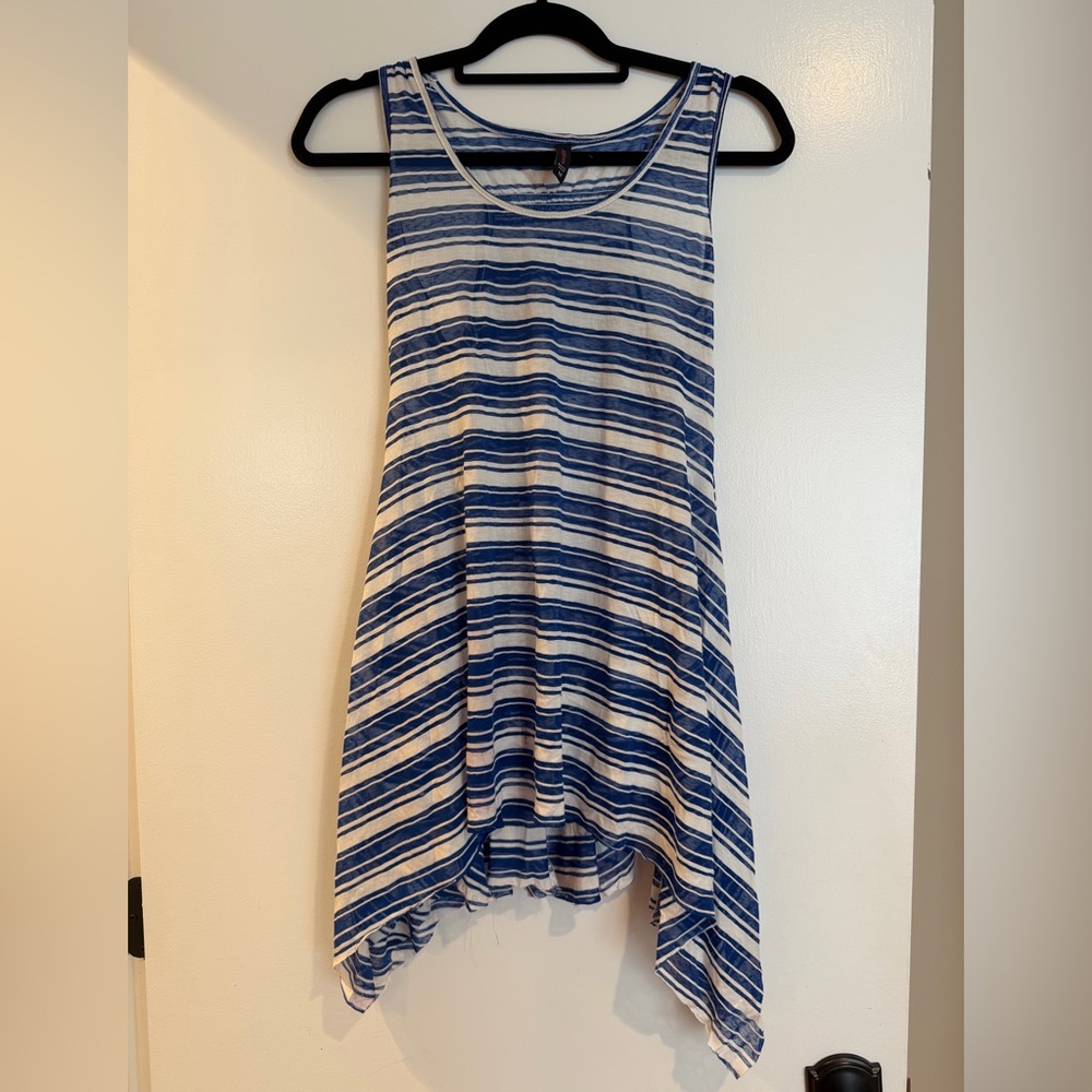 Blue and White Striped Swim Coverup